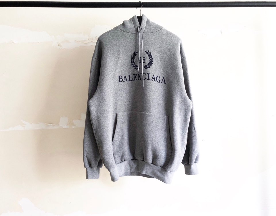 [계단집] 발렌시아가 BB 나뭇잎 로고 후드티 그레이 balenciaga