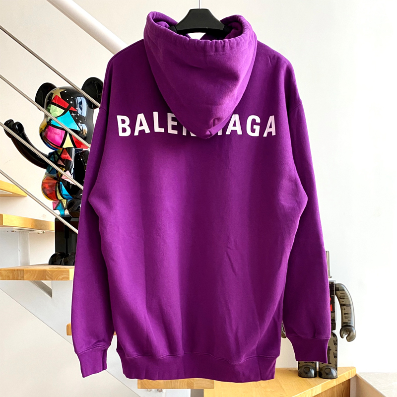 [계단집] 발렌시아가 흰로고 후드티 퍼플 balenciaga