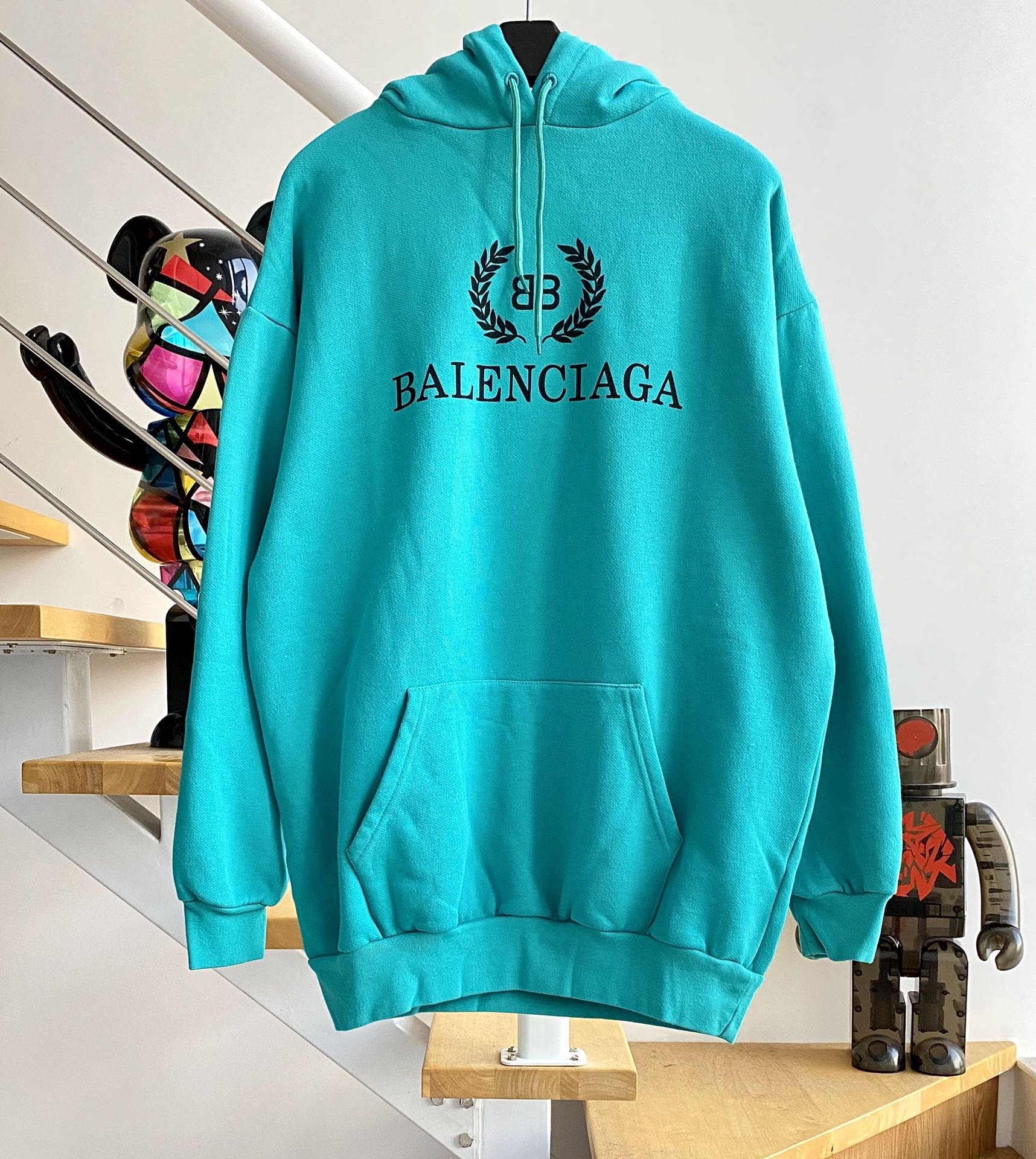 [계단집] 발렌시아가 BB로고 후드티 라이트그린 balenciaga