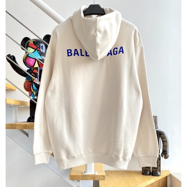 [계단집] 발렌시아가 블루 로고 후드티 아이보리 balenciaga