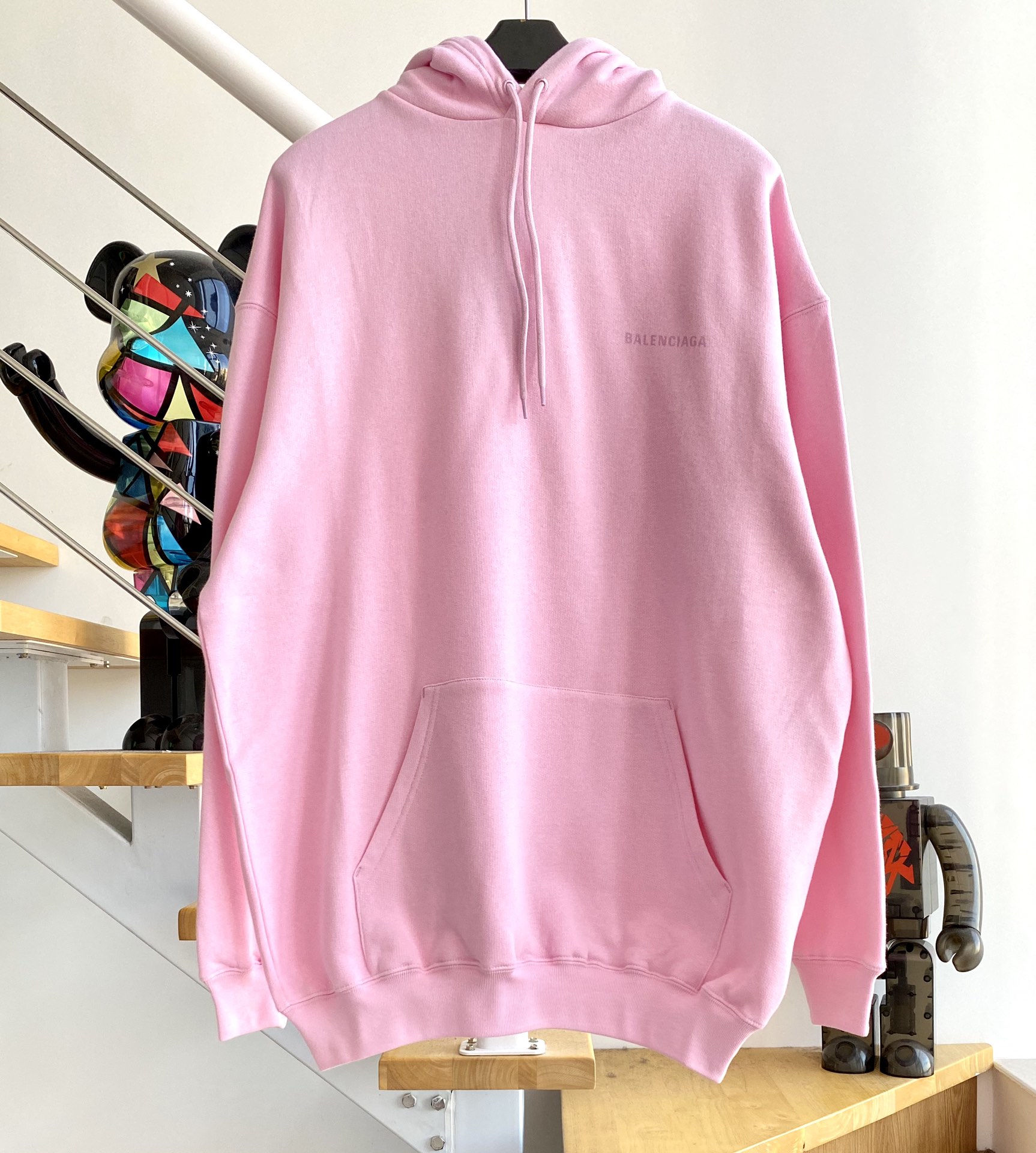 [계단집] 발렌시아가 앞/뒷 영어로고 후드티 핑크 balenciaga