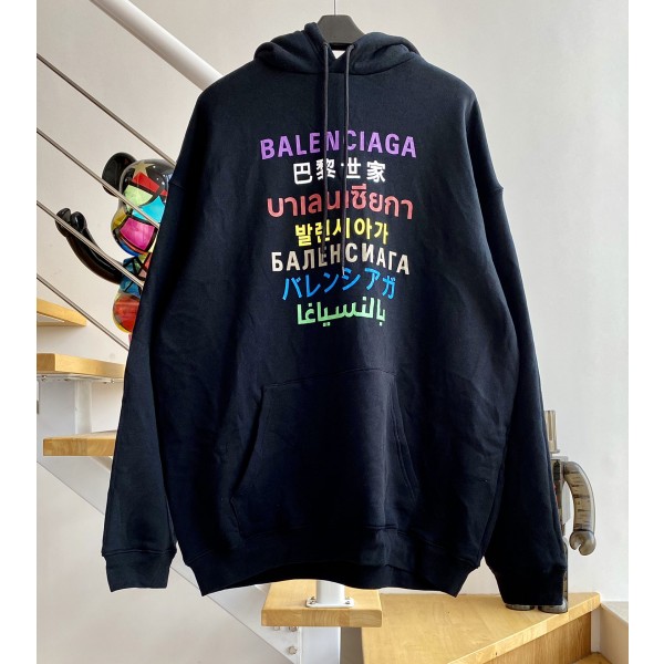 [계단집] 발렌시아가 랭귀지 후드티 블랙 balenciaga