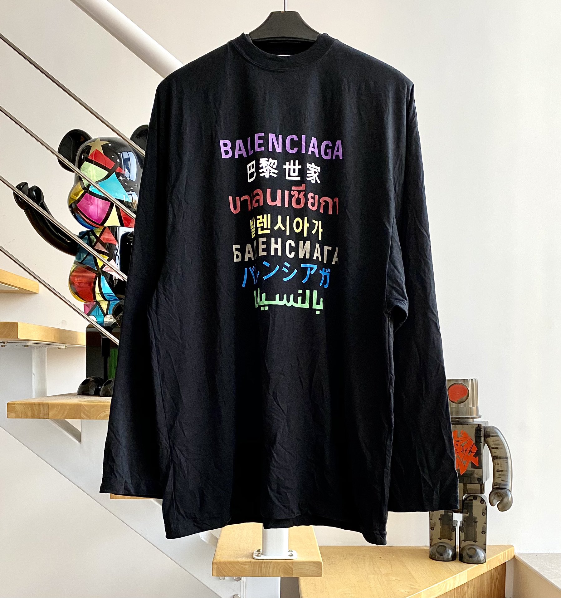 [계단집] 발렌시아가 7국 언어 주름 스타일 긴팔 티셔츠 balenciaga