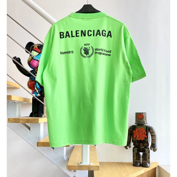 [계단집] 발렌시아가 WFP 곡물 로고 반팔 티셔츠 형광 그린 balenciaga