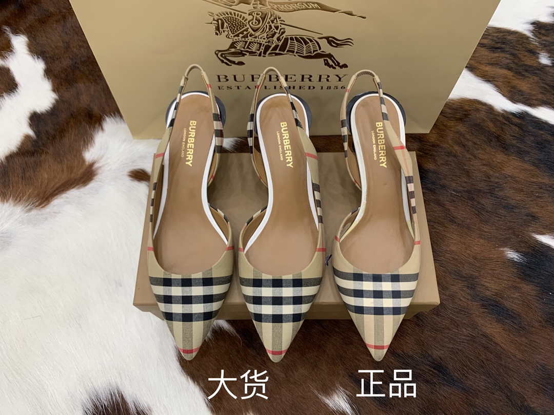 [152] 버버리 Vintage 체크 슬링백 펌프스 힐 5.5cm burberry