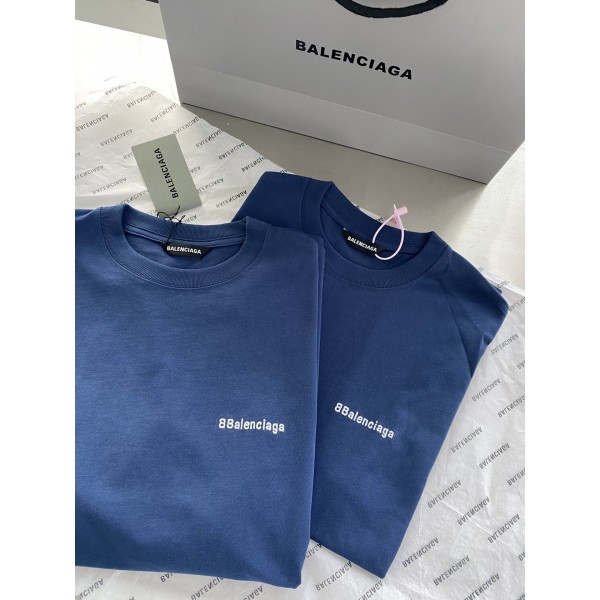 TJ공장 발렌시아가 BB 스몰 로고 티셔츠 블루 balenciaga