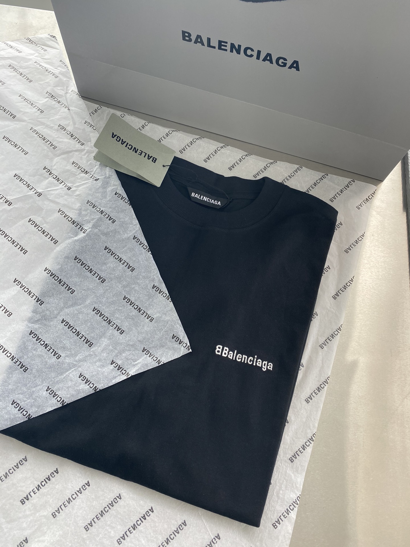 TJ공장 발렌시아가 BB 스몰 로고 티셔츠 블랙 balenciaga