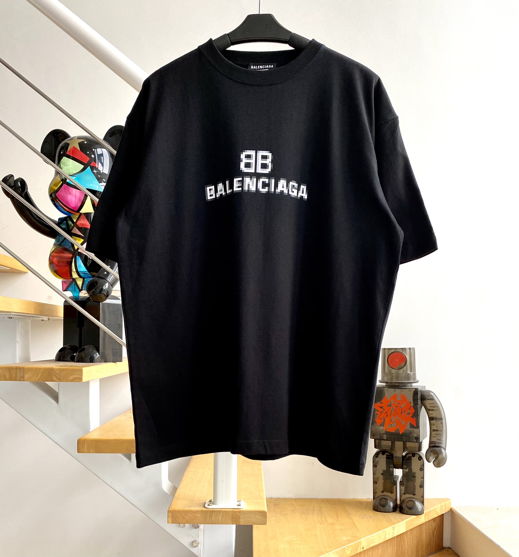 [계단집] 발렌시아가 BB 모자이크 로고 티셔츠 블랙 balenciaga