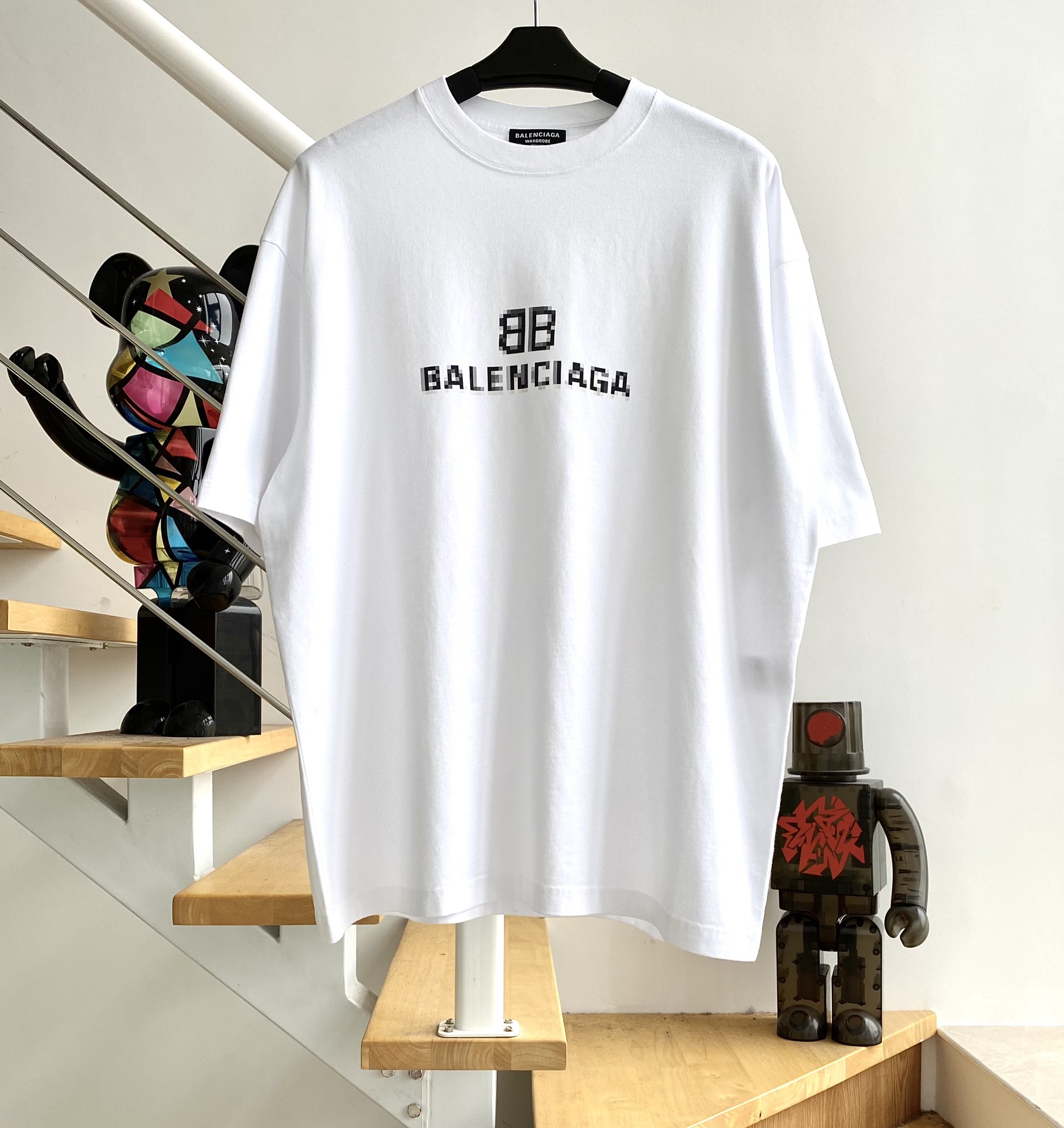 [계단집] 발렌시아가 BB 모자이크 로고 티셔츠 화이트 balenciaga