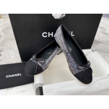 [팬더샵] 샤넬 CC 스티치 로고 패브릭 리본 발레니나 슈즈 Chanel