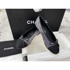 [팬더샵] 샤넬 CC 스티치 로고 패브릭 리본 발레리나 슈즈 Chanel