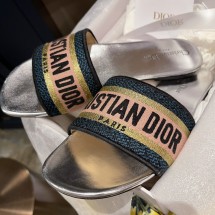 [QR 5009] 디올 Christian Dior 금속 슬리퍼 실버 Dior