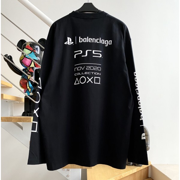 [계단집] 발렌시아가&PS5 모노그램 긴팔 티셔츠 블랙 balenciaga