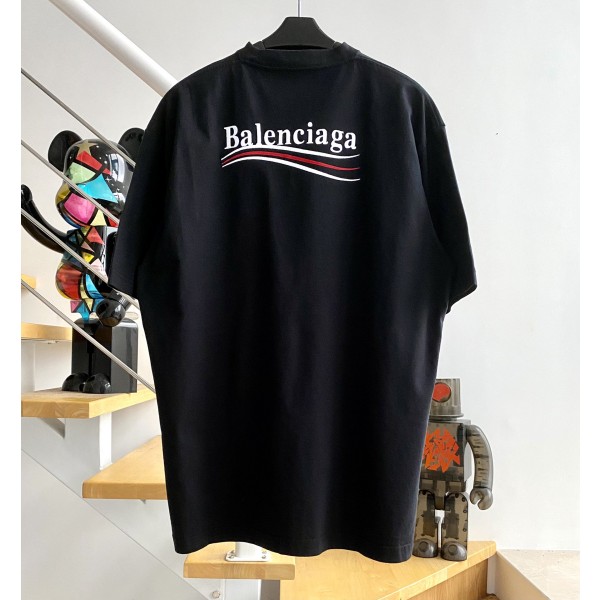 [계단집] 발렌시아가 모노그램 웨이브 자수 티셔츠 블랙 balenciaga