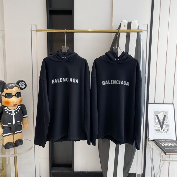 V공장 발렌시아가 모호 모노그램 대미지 후드티 블랙 balenciaga