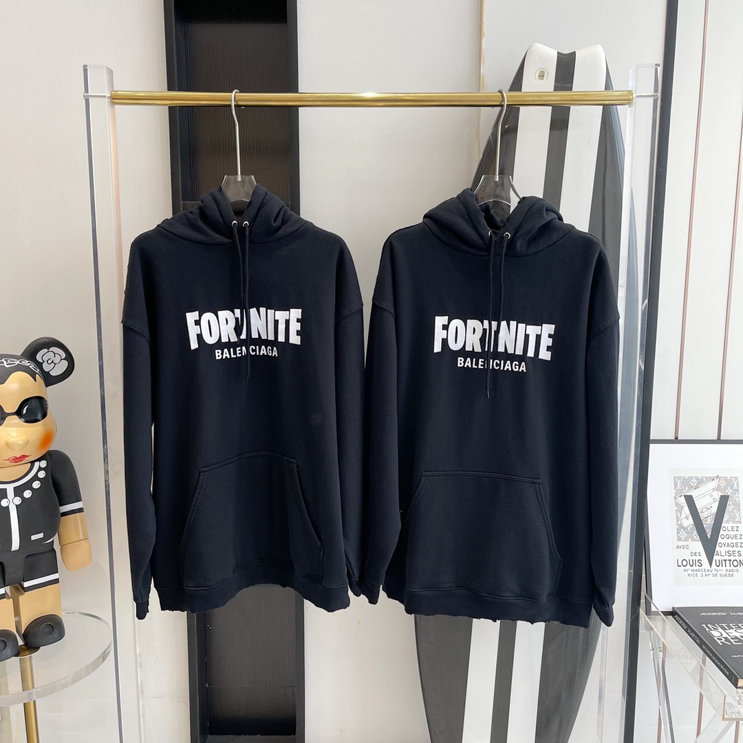 V공장 발렌시아가 Fortnite 리테일 로우 후드디 블랙 balenciaga