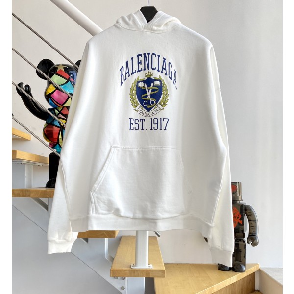 [계단집] 발렌시아가 모노그램 가위 패턴 후드티 화이트 balenciaga