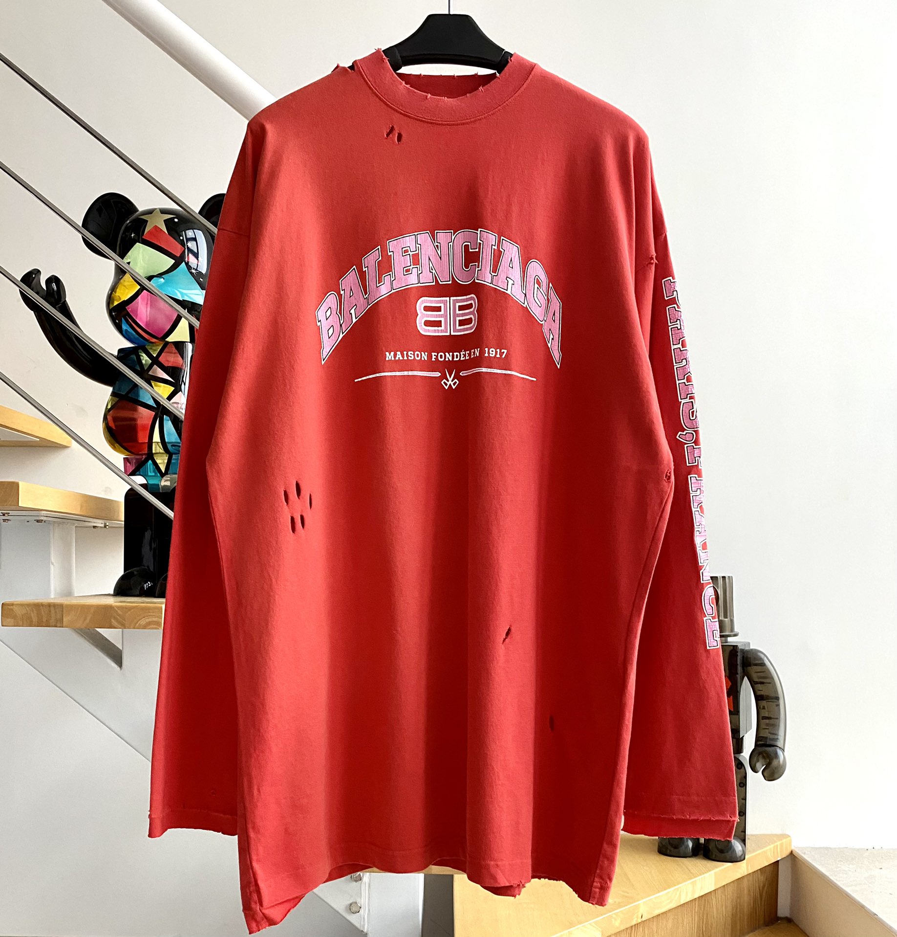 [계단집] 발렌시아가 모노그램 BB 가위 대미지 긴팔티 balenciaga