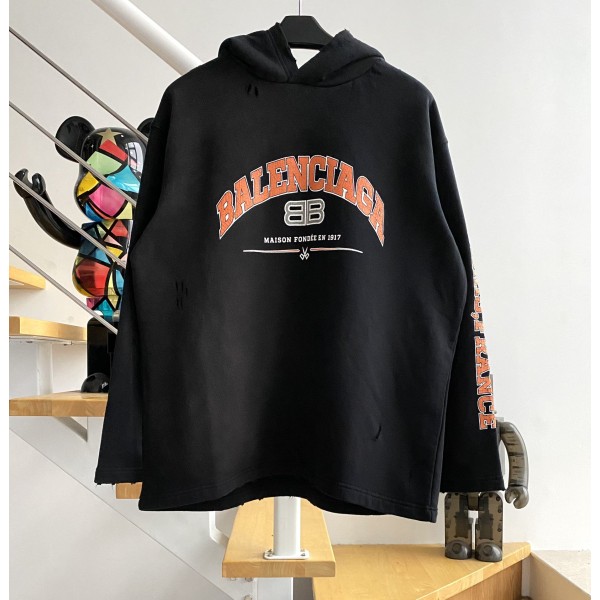 [계단집] 발렌시아가 레드 모노그램 1917 BB 후드티 블랙 balenciaga