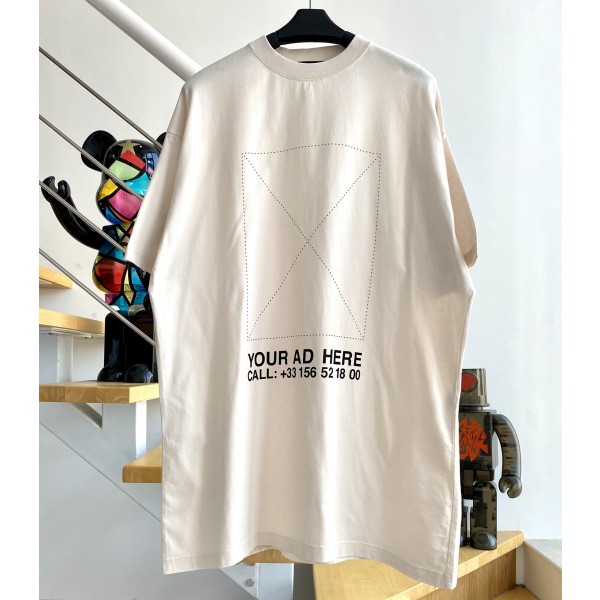 [계단집] 발렌시아가 YOUR AD HERE 스퀘어 반팔티 베이지 balenciaga