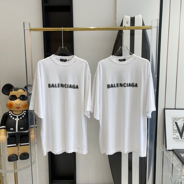 V공장 발렌시아가 모호 모노그램 대미지 반팔티 화이트 balenciaga