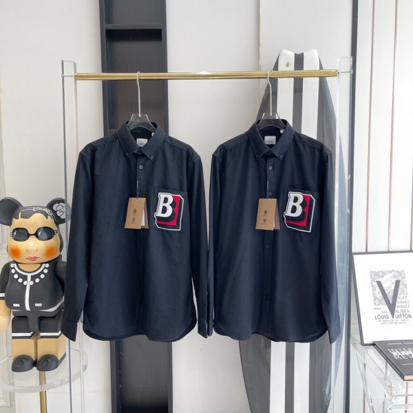 V공장 버버리 포켓 3D B 이니셜 셔츠 블랙 burberry