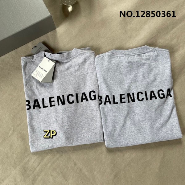 BL 발렌시아가 검정 모노그램 프린트 반팔티 그레이 balenciaga