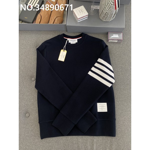 TJ공장 톰브라운 스트라이프 완장 맨투맨 네이비 Thombrowne