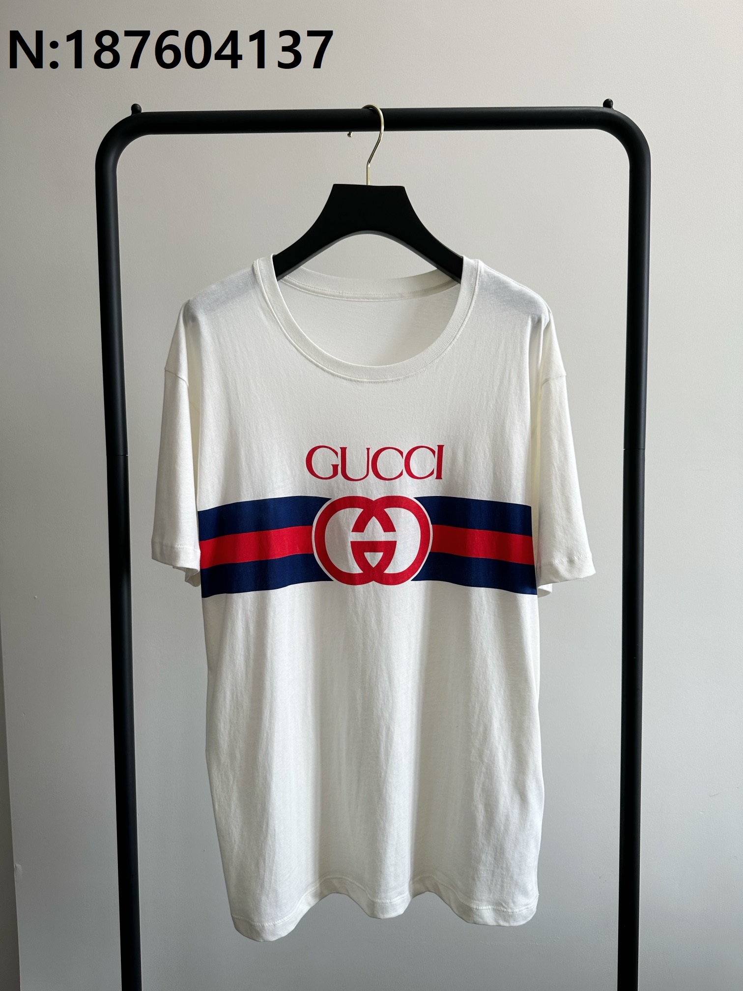 B7 구찌 레드 GG 모노그램 반팔티 화이트 Gucci