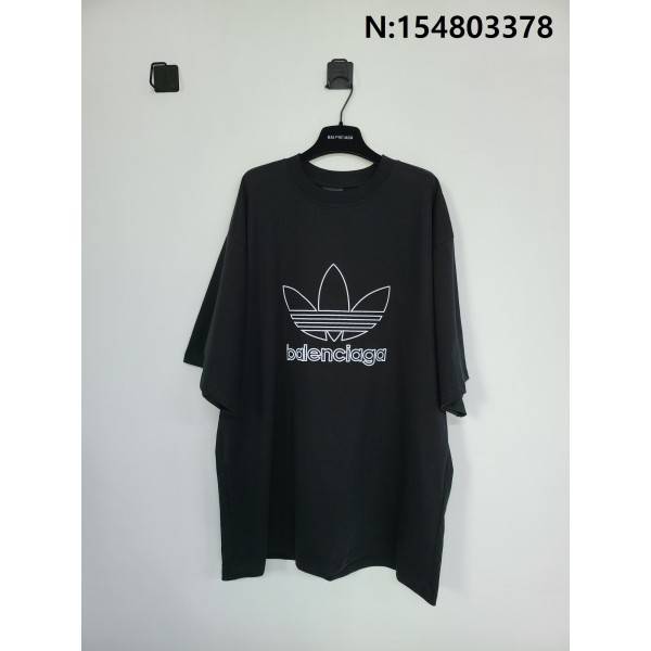 GTR공장 발렌시아가 아디다스 23SS 로고 자수 반팔티 블랙 balenciaga adidas