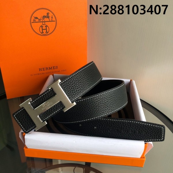 에르메스 실버 H버클 벨트 블랙 38mm Hermes