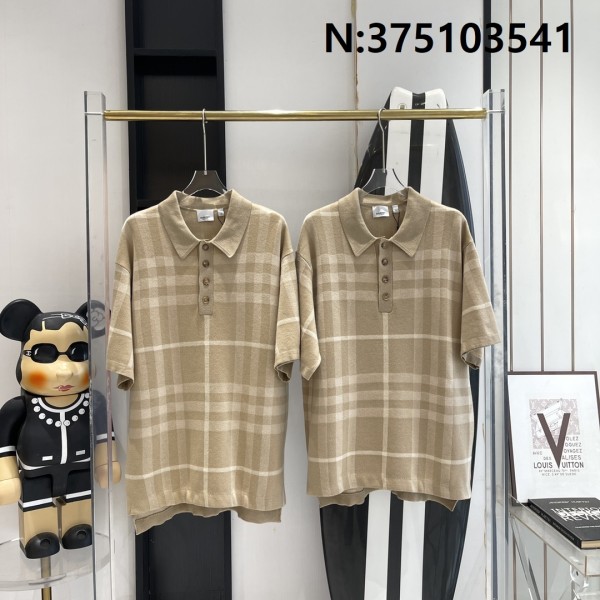 V공장 버버리 클래식 체크 니트 폴로 베이지 burberry