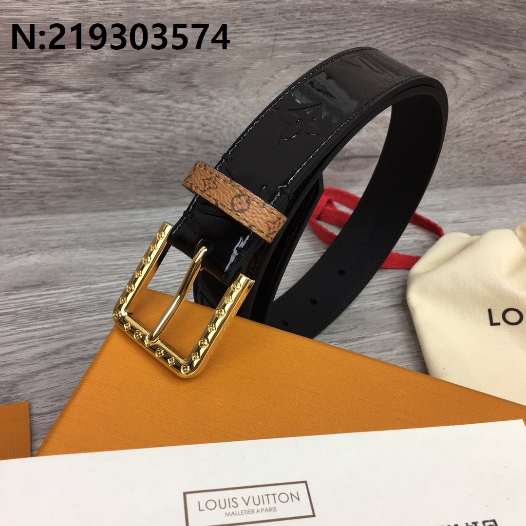 루이비통 골드버클 에나멜 벨트 블랙 3cm LOUIS VUITTON