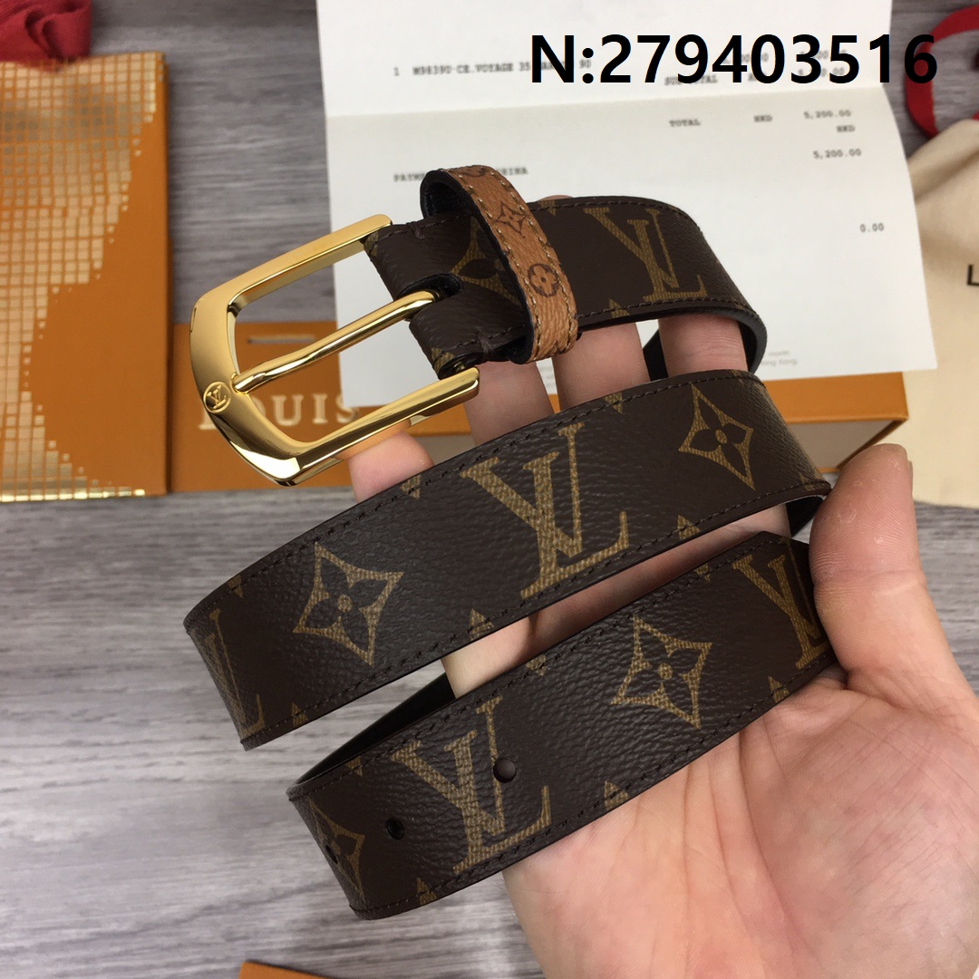 루이비통 골드 스몰 LV로고 LV 벨트 3cm LOUIS VUITTON