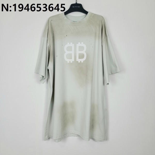 GTR공장 발렌시아가 23SS BB 더티 대미지 반팔티 그레이 balenciaga