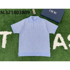 [잔디집1] 디올 23SS 오블리크 니트 반팔 폴로 블루 Dior