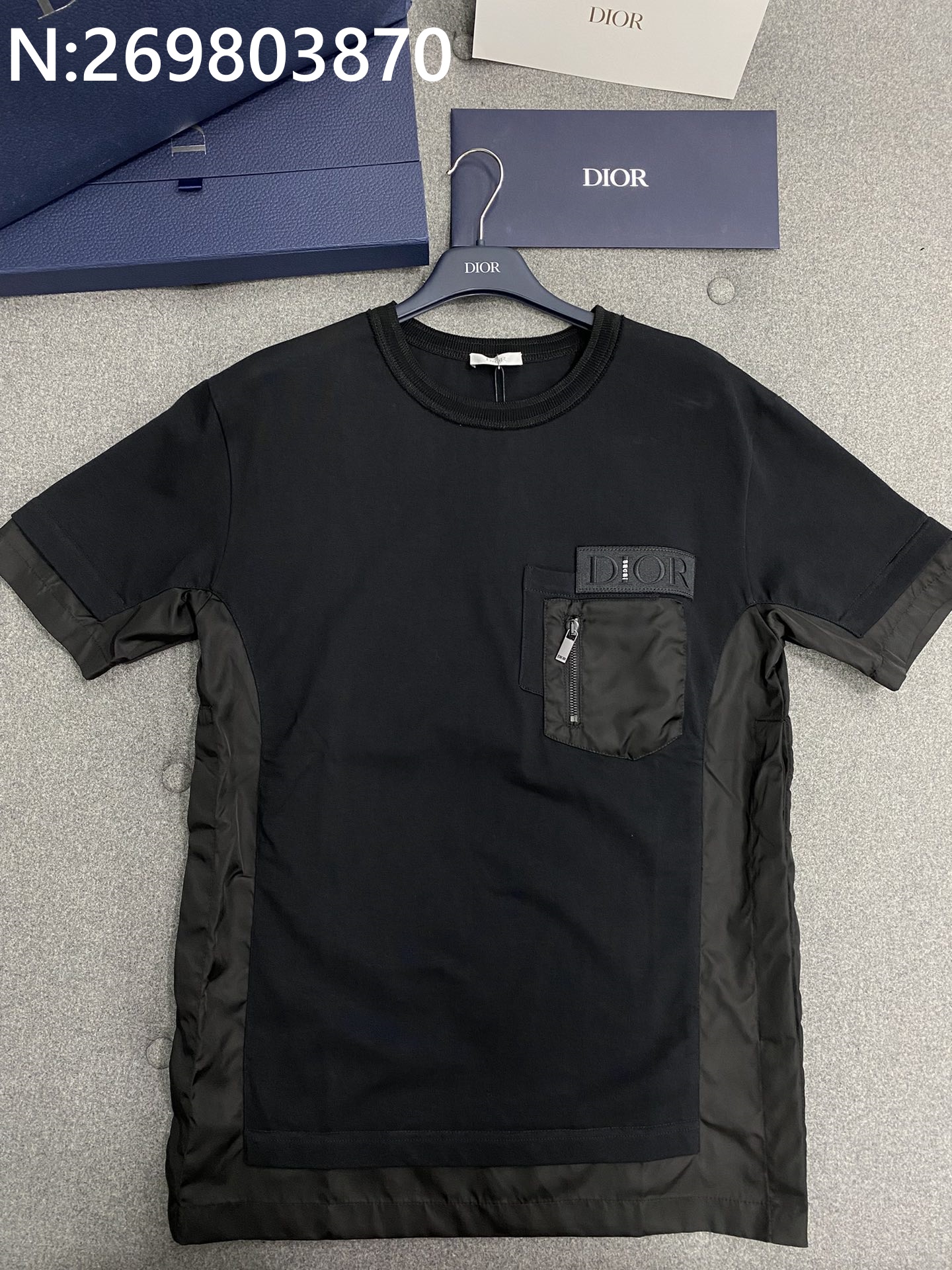 TJ공장 디올 사카이 모노그램 더블 포켓 이음 반팔티 블랙 Dior