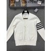 TJ공장 톰브라운 4bar 사선 순면 가디건 화이트 Thombrowne