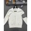 TJ공장 톰브라운 4bar 사선 순면 가디건 화이트 Thombrowne
