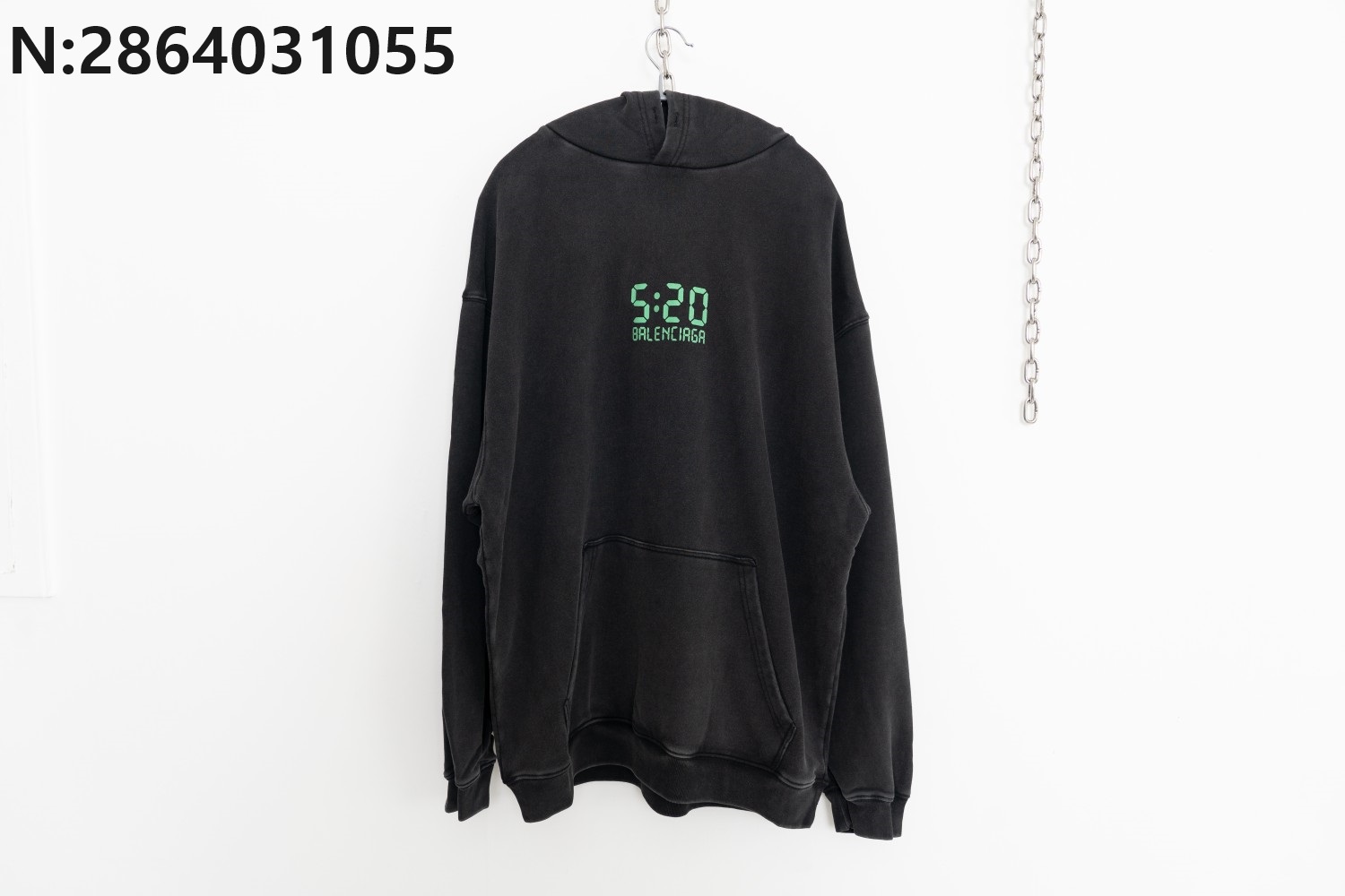 [사슬공장] 발렌시아가 시간 520 워싱 후드티 블랙 balenciaga