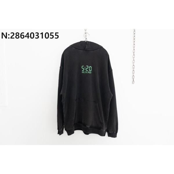 [사슬공장] 발렌시아가 시간 520 워싱 후드티 블랙 balenciaga