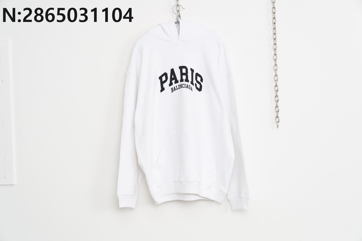 [사슬공장] 발렌시아가 검정 파리스 후드티 화이트 balenciaga
