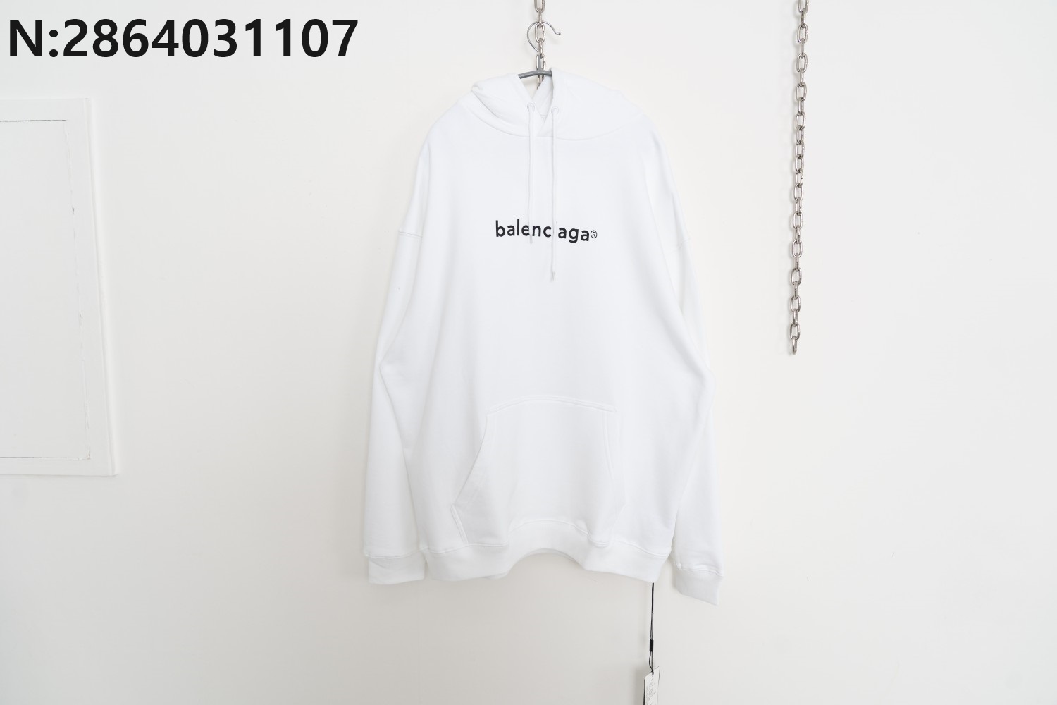 [사슬공장] 발렌시아가 모노그램 R 후드티 화이트 balenciaga