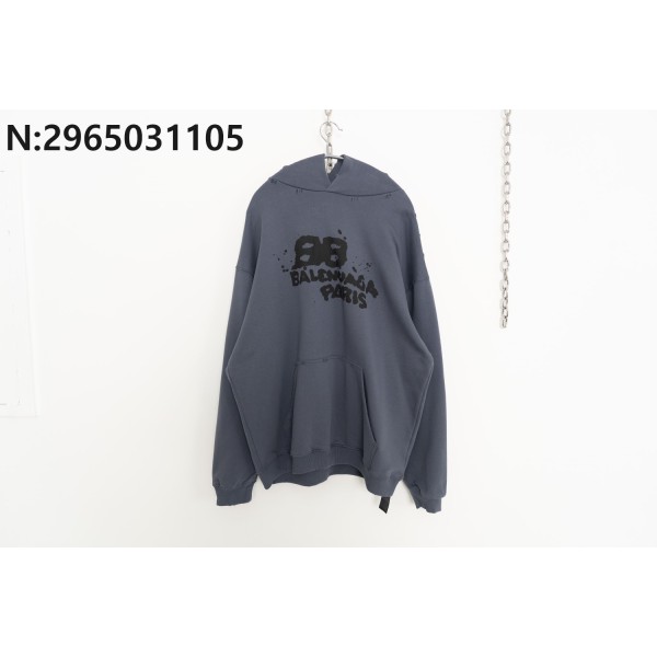 [사슬공장] 발렌시아가 낙서 BB 모노그램 후드티 다크 그레이 balenciaga