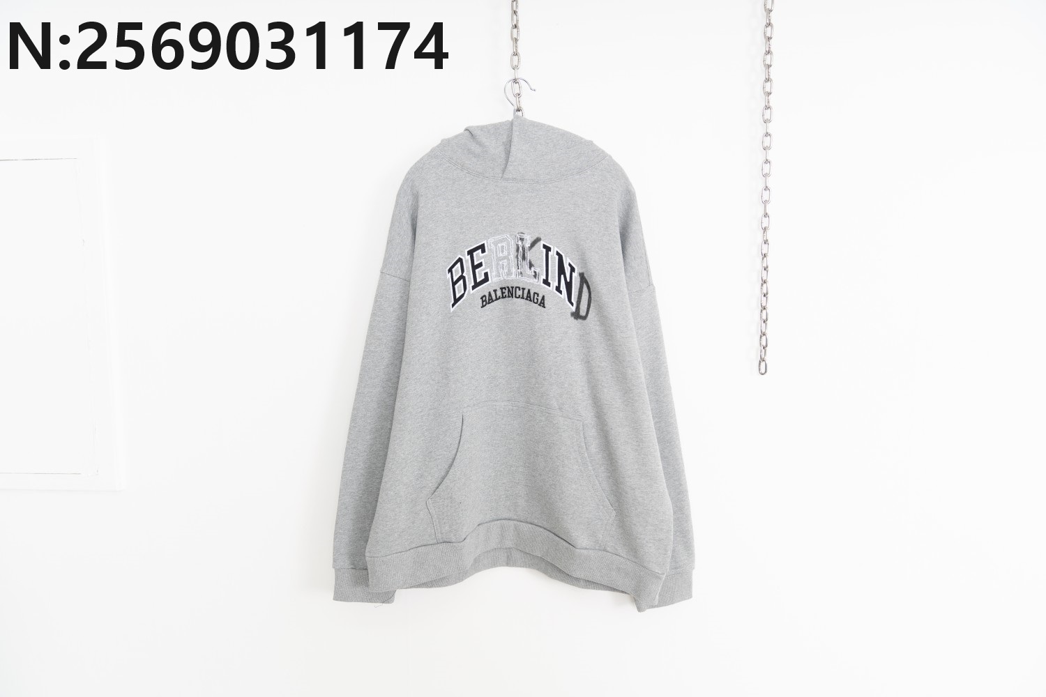 [사슬공장] 발렌시아가 23FW BERKIND 자수 후드티 그레이 balenciaga