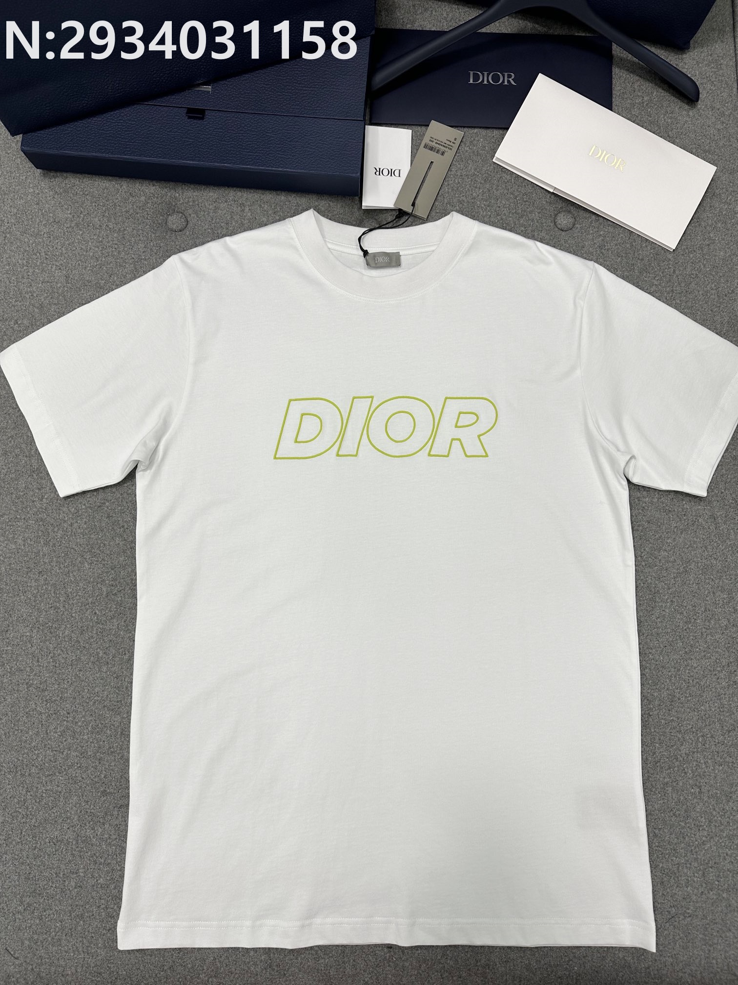 TJ공장 디올 라인 모노그램 자수 반팔티 화이트 Dior