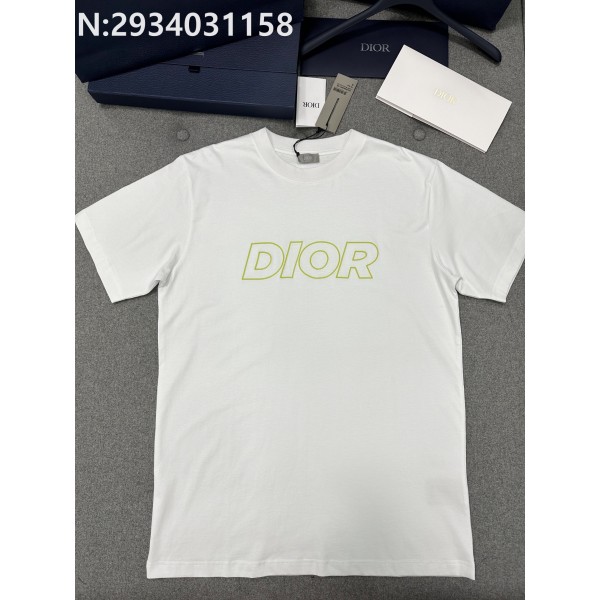 TJ공장 디올 라인 모노그램 자수 반팔티 화이트 Dior