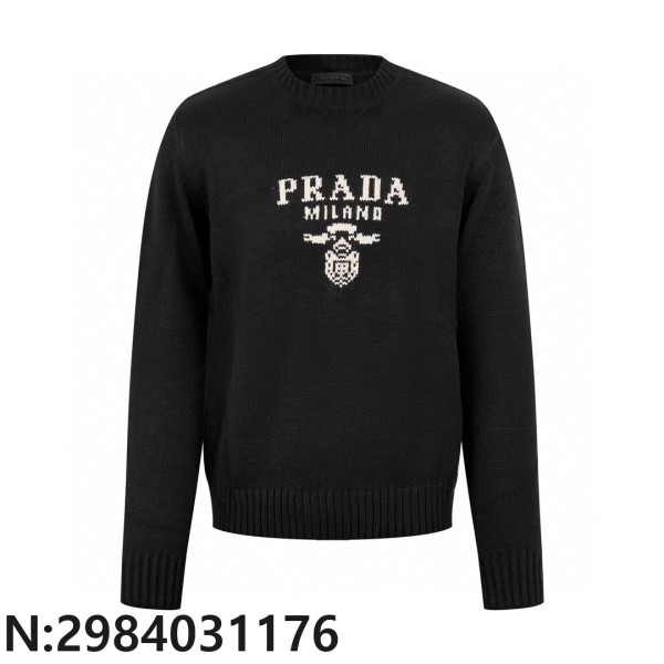 [잔디집2] 프라다 23 앞 점보 모노그램 자카드 니트 블랙 Prada