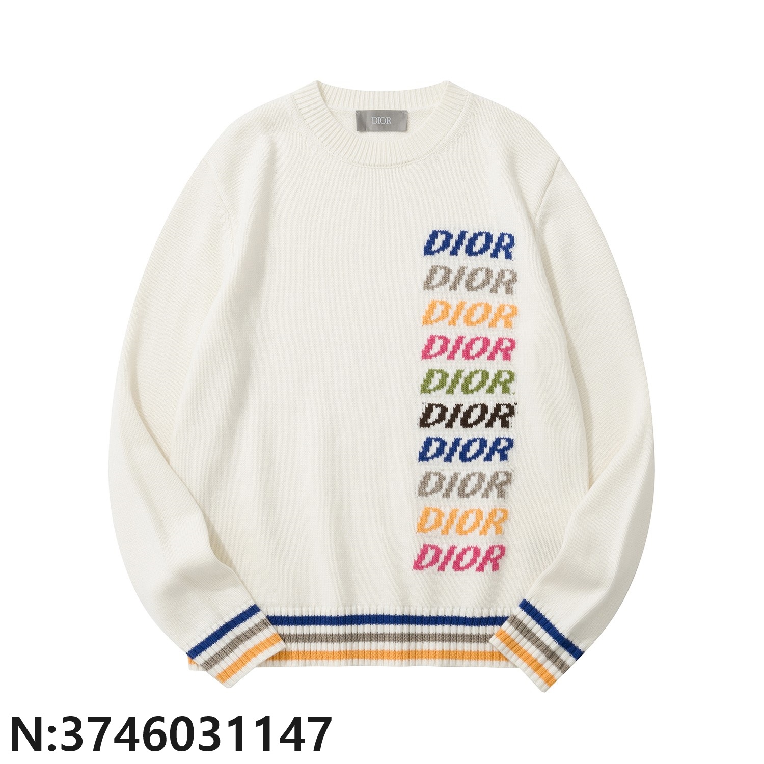 [흰] 디올 멀티 컬러 모노그램 자카드 캐시미어 혼방 니트 아이보리 Dior