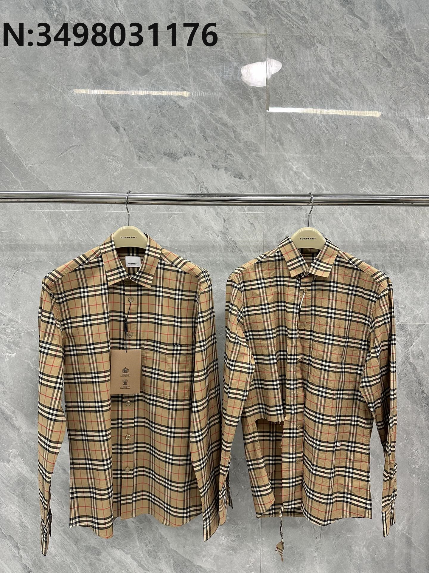 TJ공장 버버리 클래식 체크 면 긴팔 셔츠 브라운 burberry